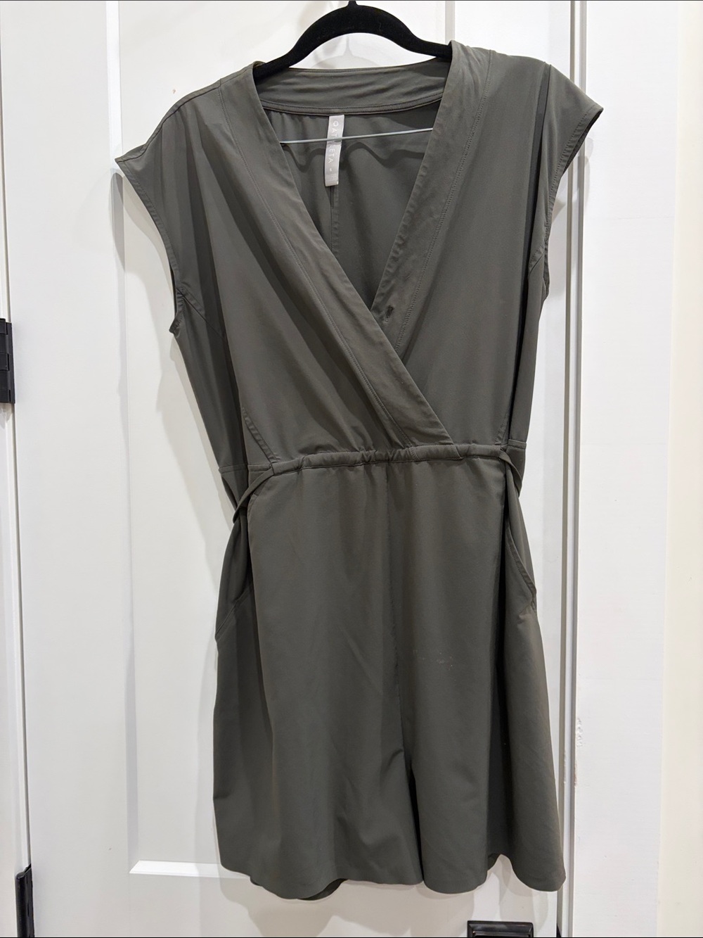 Athleta Olive Green Wrap-Front Romper